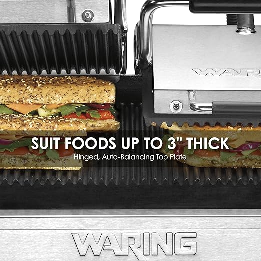 Waring Commercial WPG300 Panini Otimo Dual Ribbed Panini Grill, 6-20 Phase Plug