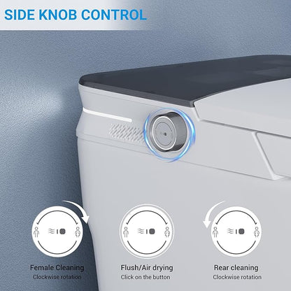 Smart Toilet with ADA Height, Bidet Built-In, Auto-Sensing Flip Lid, Off-Seat