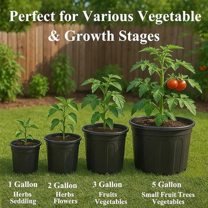 25 Pack 5 Gallon Flexible Plant Nursery Pots Plastic Seedling Starting Pots with Drainage Holes Soft Flower Pots Plant Container with Plant Labels, Black
