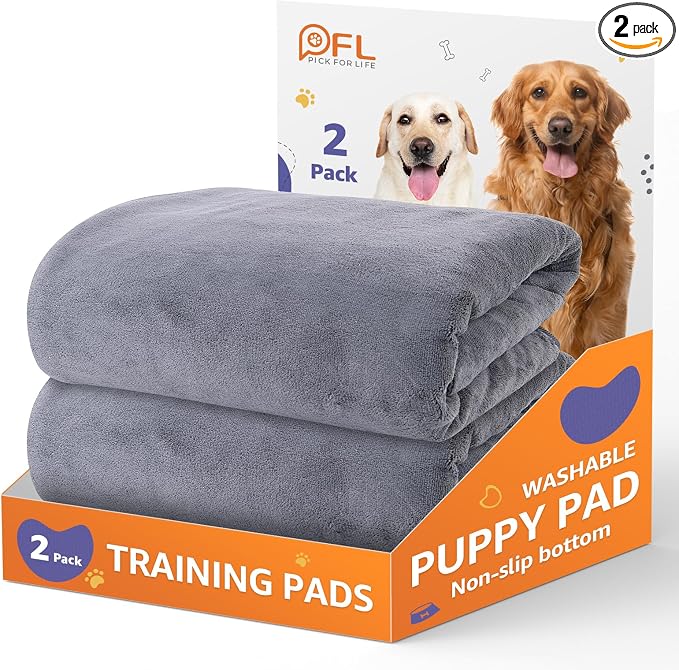 Washable Dog Pee Pads 36x36 2Pack Reusable Puppy Pads, Absorb Dog Mats Non-Slip Puppy Training Pads for Whelping, Potty, Training, Playpen, Crate