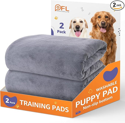 Washable Dog Pee Pads 36x36 2Pack Reusable Puppy Pads, Absorb Dog Mats Non-Slip Puppy Training Pads for Whelping, Potty, Training, Playpen, Crate