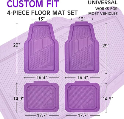 CAR PASS Heavy Duty Rubber Floor Mats 4-Piece Car Mat Set - Universal Waterproof Floor Mats for Car SUV Truck, Durable All-Weather Mats(Purple)