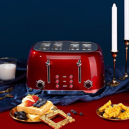 Roter Mond 4 Slice Toaster Retro Stainless Steel