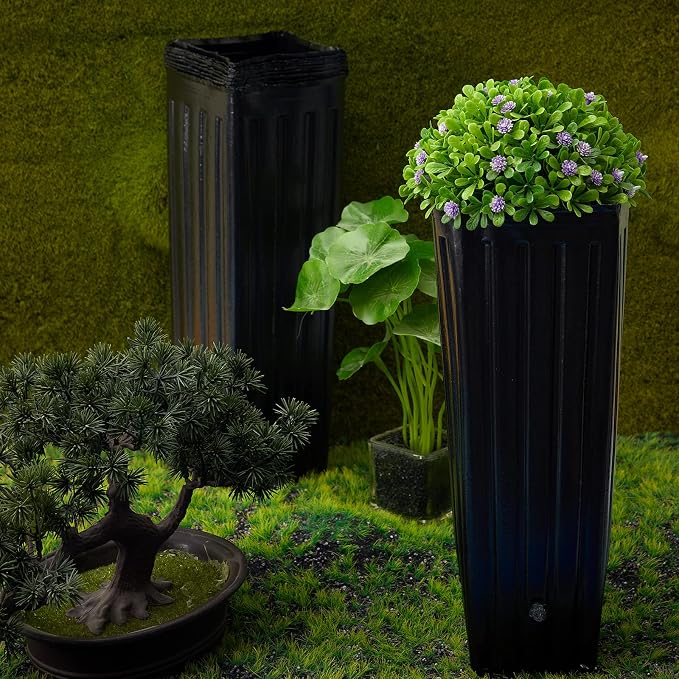 Nuenen 30 Pcs Tall Pot Plastic Deep Plant Nursery Pots Black Seedling Flower Plant Container with Drainage Holes for Indoor Outdoor Gardening (11.8" H X 3.9" W)