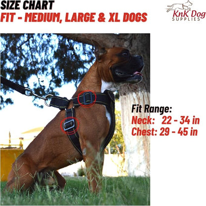 KNK Heavy Duty Tactical Dog Harness for Pitbull, Large & XL Breeds | Adjustable Padded Dog Harness for Large Dogs and Bullies with Reinforced Chest Support for Training, Walking, Strong Pullers
