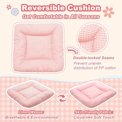 Indoor Dog House with Frame,Cute Dog Tent Bed with Cover Cave,Pink | Breathable,Washable,and Foldable House, Suitable for 22-40 Lb, Large (25"×25"×25"),Inside Dog House