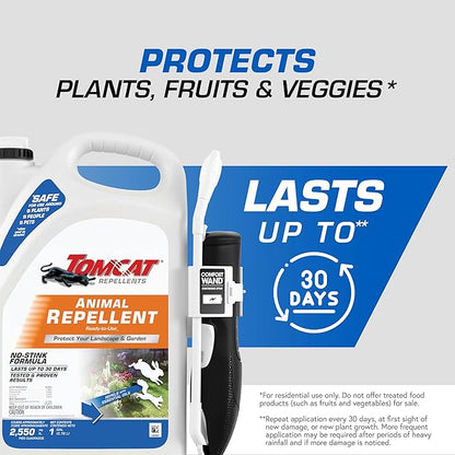 Tomcat Repellents Animal Repellent, Ready-to-Use, Protect Landscapes and Gardens, Contains Essential Oils, 1 Gal.