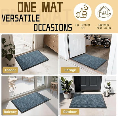 Yimobra Large Door Mat 47x24, All-Weather Waterproof Non-Slip Welcome Matt Outdoor, Heavy Duty Non Slip Doormat for Entryway for Patio and Garage Indoor, Easy Clean, Mix Blue