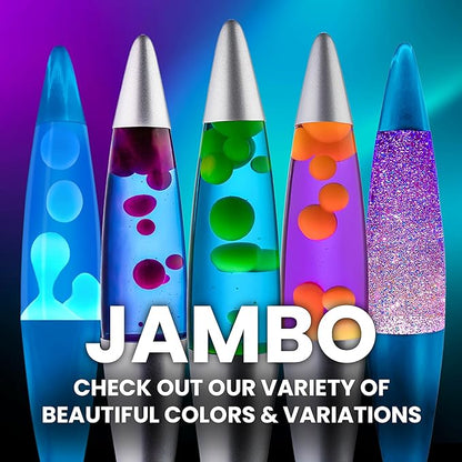 JAMBO 16" Beautiful Liquid Lamp- Blue with Purple Wax, Relaxing Magma Light, Night Light Nightlight, Home Decor Living Room Office Bedroom Lamp for Adults Teens Kids