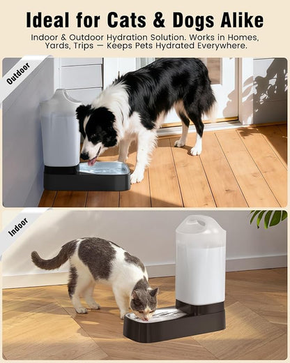 Automatic Dog Water Bowl Dispenser - 2.4 Gallon Stainless Steel Gravity Pet Water Feeder with Ergonomic Handle Design Anti Splash Drinking Bowl Without Filter Easy to Clean Multi Pet Use