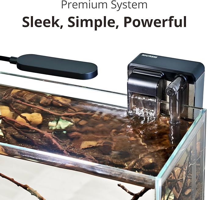 NICREW 2.5 Gallon Nano Nature Aquarium Kit, Ultra-Clear Rimless Desktop Fish Tank with Light and Filter, Perfect for Small Fish, Shrimp, or Betta, Basic Version, Clear