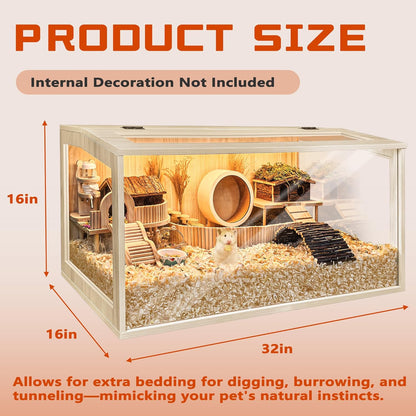 Hamster Cage Chewproof, Large Hamster Cages and Habitats, Openable Top with Acrylic Sheets, Solid Built