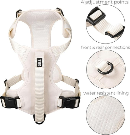 TUG Grab Dog Harness with Built-in Magnetic Traffic Leash (Small/Cream) | Padded Magnetic Traffic Handle | Dual Leash Clips | 4-Point Adjustable Fit | Durable Nylon