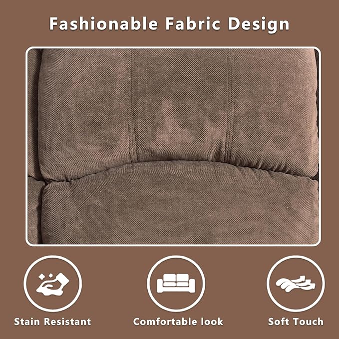 Manual Recliner Sofa Set,Microfiber Reclining Couch Set,Modern Living Room Furniture Set,Reclining Sofa Couch Chair for Living Room Home Office(Brown,3 Pieces Set)