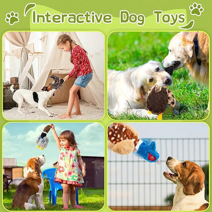 Duck Dog Squeaky Toy for Aggressive Chewers - No Stuffing Durable Plush with 4 Squeakers & Crinkle Wings, Chew Proof Puppy Toys for Small Medium Large Dogs (Green & Brown)