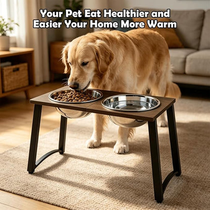 Elevated Dog Bowls for Large Dogs with Slow Feeder, 2 Stainless Steel Dog Bowls -101oz, 16.5" Tall Raised Dog Food Water Bowl Stand for Large Breed, Extra Large Dogs