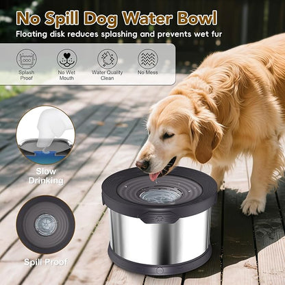 UPSKY 10L Dog Water Bowl No Spill Stainless Steel for Slow Drinking Black | Large Capacity, Spill-proof, Non-slip Design, Durable, For Large Dogs, Messy Drinkers & Multi-pet Homes, Outdoor / Indoor