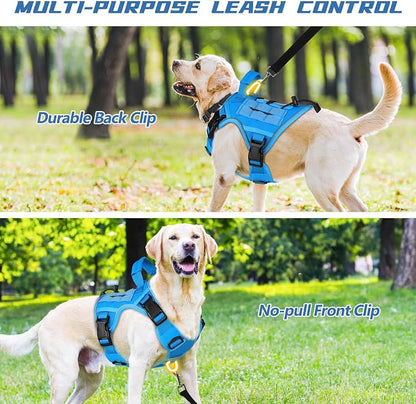 WINGOIN Blue Tactical Dog Harness for Medium Size Dogs,No Pull Dog Harness | Heavy Duty with Handle,Adjustable Reflective,Military K9 Pet Vest,for Pitbull Female Male,for Walking Hiking Hunting