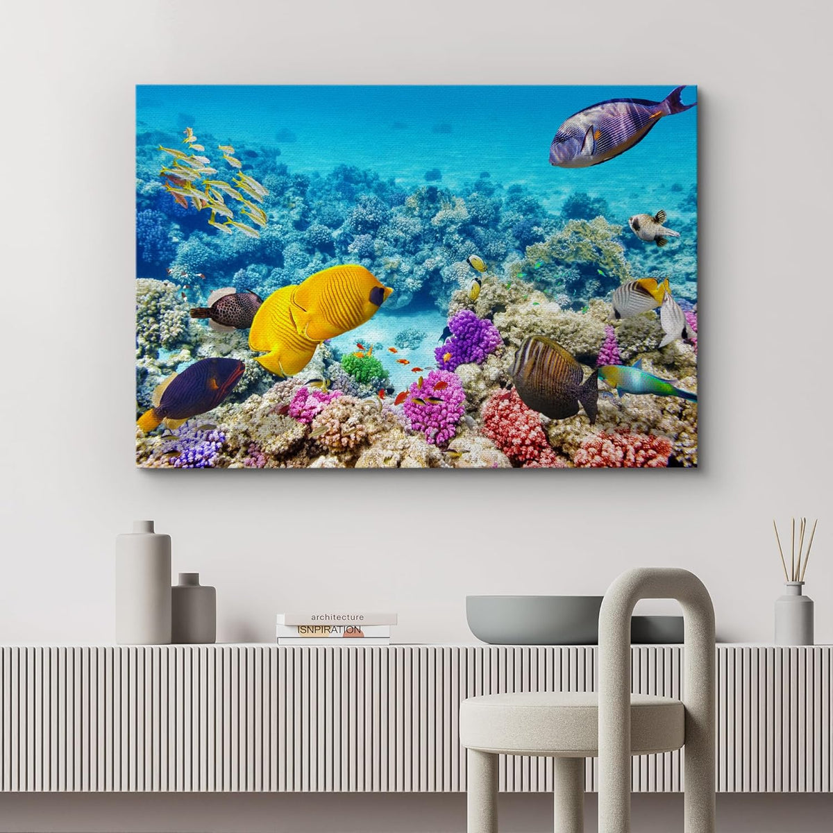 wall26 Canvas Print Wall Art Tropical Underwater Ocean Sea Fish Reef Nature Animals Photography Realism Rustic Scenic Landscape Wilderness Earth Colorful for Living Room, Bedroom, Office - 24"x36"