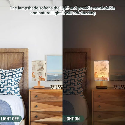 Rabbits LED Table Lamp for Bedroom Bedside Lamp with USB Charging Ports Decor Nightstand for Living Room Reading Dorm Desk Home Office