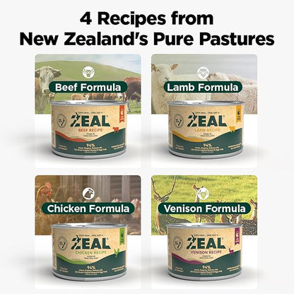 ZEAL New Zealand Canned Wet Dog Food – High Protein, Pure Nutrition, Grain-Free with Superfoods (Chicken, 6oz Can, 12-Pack Tray)