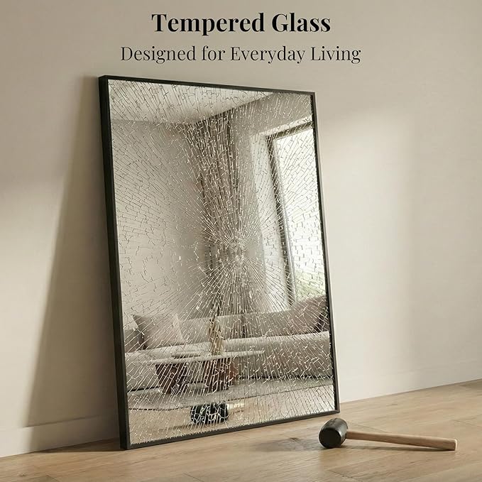48''x36'' Extra Large Black Bathroom Mirror, Metal Framed Vanity Mirror