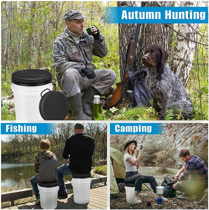 Foxtune 5 Gallon Bucket Seat Lid, 360 Degree Swivel Foam Bucket Spin Seat Cushion with Padded Top for Fishing, Hunting, Baseball Gardening and Camping, Silent, Comfortable, Water-Resistant
