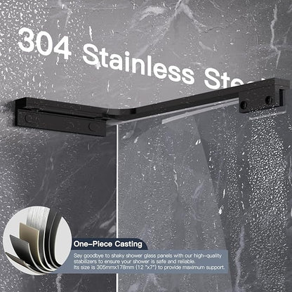 Shower Glass Support Bar, Both Sides Available, Frameless Bathroom Glass Clamp