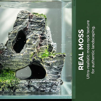 Artificial Moss Rock Cave Aquarium Decor, Fish Tank Hideout, Mountain Terrain Ornament