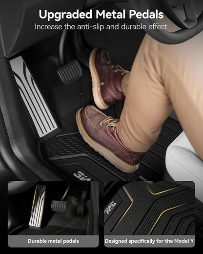 3W 2025 2026 Tesla Model Y Juniper Only for 5 Seat Floor Mats with Rear Cargo Mat & Backrest Mat TPE Anti-Slip All Weather Accessories, Vigormold™