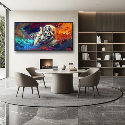Quorin White Tiger Large Wall Art Abstract Colorful Tiger Animal Pictures Wall Decor Canvas Print Painting Artwork for Bathroom Living Room Bedroom 60L x 30W