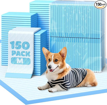 Powools 150-Pack Large Puppy Pads - 22'' x 22'' Pee Pads for Dogs Potty Training with Leak-Proof Quick-Dry Design, 6-Layer Dog Pads Large, Blue