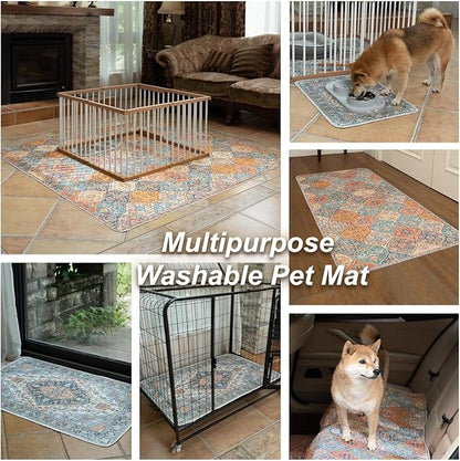 nunubaby Washable Pee Pads for Dogs, Stylish, Non-Slip and Leak-Proof Pee Pads. Reusable Potty Pads for Dogs for Crates and Floors.(Beige/Multi, 54" x54" )