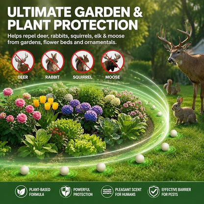 12Pack Deer Repellent for Plants,Deer Repellent Outdoor,Rabbit Repellent for Yard,Bunny Repellents Keep Deer,Elk,Moose,Hares Away from Flower, Creates Protective Zone for Flowers,Vegetables,Shrubs