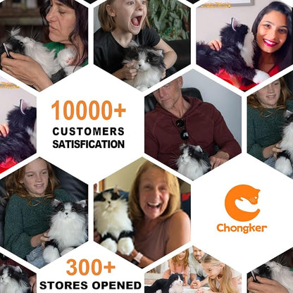 Chongker Stuffed Animals Handmade Realistic Cat Plush Toy Companion for Elderly Adults Women Kids Cat Lover Surprise Gifts for Anniversary Birthday