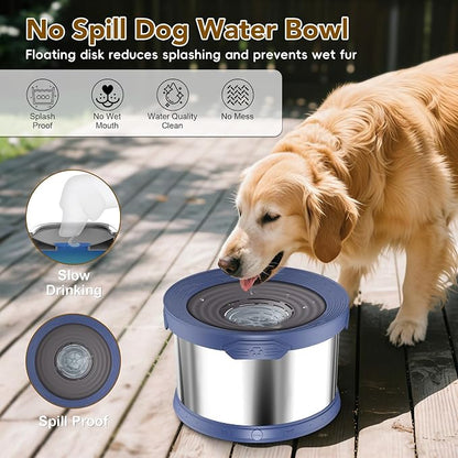 UPSKY 10L Dog Water Bowl No Spill Stainless Steel for Slow Drinking Blue | Large Capacity, Spill-proof, Non-slip Design, Durable, For Large Dogs, Messy Drinkers & Multi-pet Homes, Outdoor / Indoor