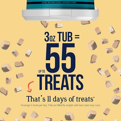 Stewart Chicken Breast Dog Treats, 3 oz, ~55 Pieces, Freeze Dried Raw, Single Ingredient, 74% Protein Training Treats or Meal Topper in a Resealable Tub, Grain Free, Gluten Free