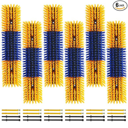 Livestock Scratch Brush With 24 Screws，Animal Back Scratching Brush for Cow,Cattle,Sheep, Horses,Pigs，Massage Grooming Tool (Yellow, 6pcs)
