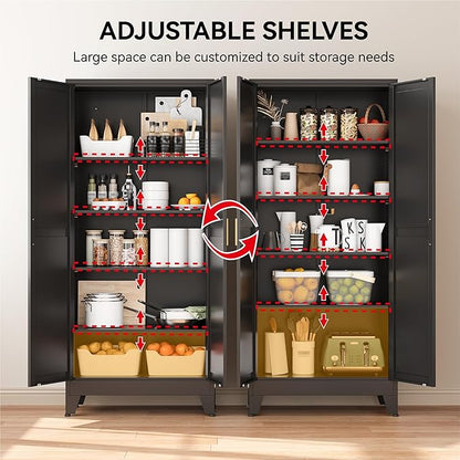 COFaR 71" Modern Pantry Cabinet in Black, 5-Tier Storage Cabinet