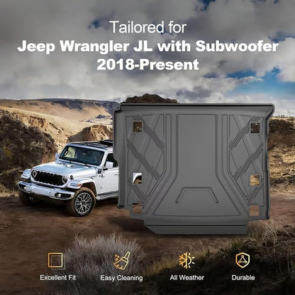 Cargo Mat fit for 2018-2026 Jeep Wrangler JL 4X4 with OEM Subwoofer, All-Weather Guard Trunk Mat Cargo Liners Heavy Duty Waterproof Odorless Durable Wrangler JL 4 Door - NOT FIT 4XE OR JK