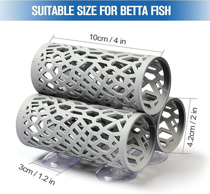 3-in-1 Betta Fish Tunnel,Safer for Small Fish Shrimp Aquarium Decor Resting and Sleeping Tube，Betta Hammock with Suction Cups for Hideout，Fish & Shrimp Toys，Fish Tank Accessory Habitat Cave