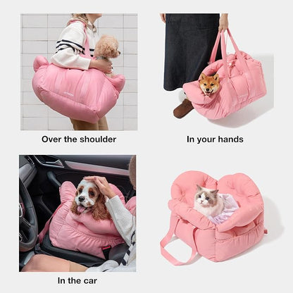 VETRESKA Dog Carrier Dog Car Seat for Small Dogs - Washable Cat Carrier Portable Puppy Bed for Car Seat of Easy Installation Pet Travel Carrier Bed with Storage Pocket & Safety Clip-On Leas | Portable Puppy Bed for Car Seat of Easy Installation Pet Tra...