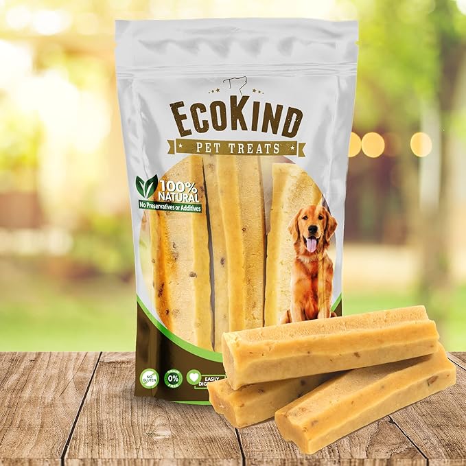 EcoKind Premium Gold Yak Cheese Himalayan Dog Chews, Dog Treats Large Breed, All Natural, High Protein Dog Chew, Bacon, Large - 3 Chews