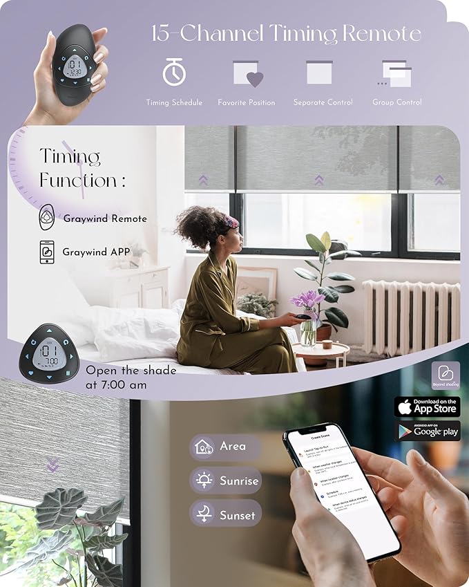 Graywind Motorized Silky Light Filtering Shades Compatible