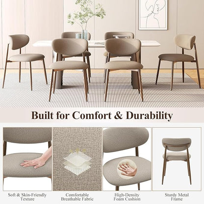 MALOL Dining Chairs Set of 4, Upholstered Dining Room Chairs with Metal Legs and Anti Slip Pads, Curved Back Kitchen Chair for Home and Restaurant Use, Camel