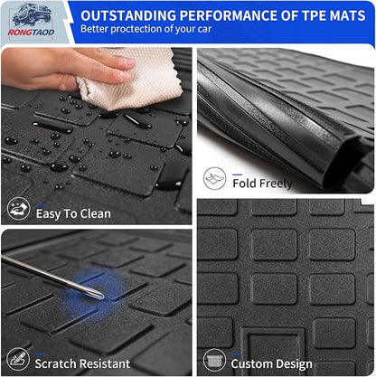 Rongtaod Cargo Mat Compatible with 2022 2023 2024 2025 2026 Nissan Pathfinder Cargo Liner Trunk Mat TPE All Weather Back Seat Cover Protector Pathfinder Accessories (Trunk Mat with Backrest Mat)