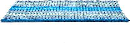 Leewadee - Foldable Floor Mattress - Japanese Roll Up Futon -Trifold Tatami Mat- Guest Floor Bed - Camping Mattress - Thai Massage Mat, Kapok Filled, 75 x 39 inches, Light Blue