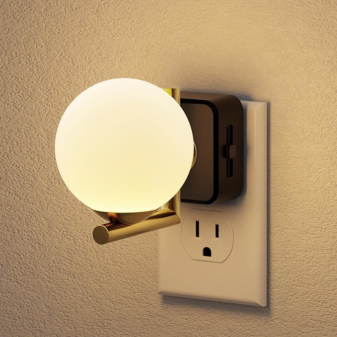 JandCase LED Night Light, 3000K Warm Night Lights Plug into Wall, 0-100LM Dimmable Night Lights with Dusk to Dawn Light Sensor, Plug in Nightlights for Bathroom, Bedroom, Hallway