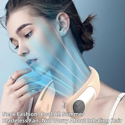 Portable Neck Fan, Personal Wearable Bladeless Fan, LED Display, 6000mAh USB