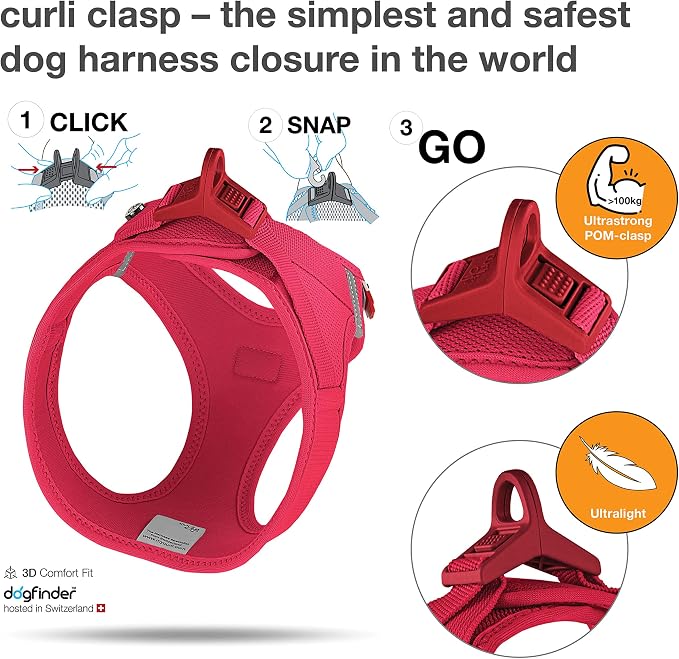 Vest Harness curli Clasp Air-Mesh Red XS